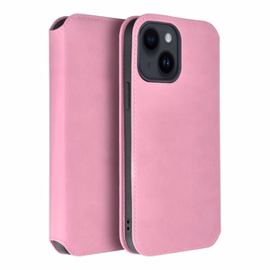 DUAL POCKET grāmatas tipa viedtālruņa apvalks IPHONE 15 Plus gaiši rozā