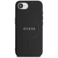 Guess PU Grained Classic Logo viedtālruņa apvalks iPhone 16e ar MagSafe - melns