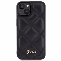 Guess Quilted Metal Logo viedtālruņa apvalks iPhone 15 - melns