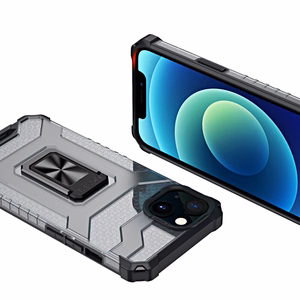 Kristāla gredzena viedtālruņa apvalks ar statīvu izturīgs aizsargvāks iPhone 13 mini melns