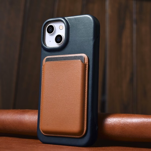 iCarer CE Premium ādas folio vāciņš iPhone 14 Plus ar MagSafe magnētisku flip vāciņu - zilā krāsā