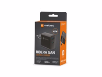 NATEC RIBERA GAN CHARGER 1x USB-A + 1x USB-C 45W melns