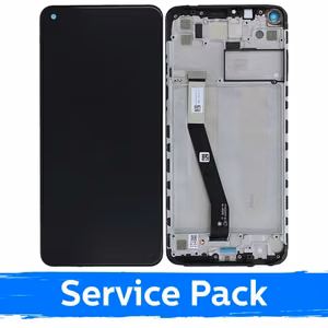 LCD Displejs Saderīgs ar Xiaomi Redmi Note 9 Melns Ar Frame (Service Pack)