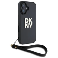 DKNY Wrist Strap Stock Logo viedtālruņa apvalks iPhone 16 - melns