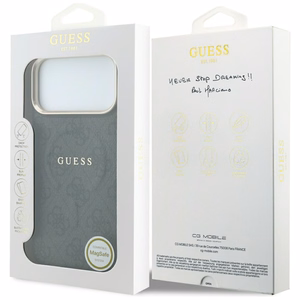 Guess Embossed 4G Classic MagSafe maciņš iPhone 17 Pro Max / 18 Pro Max, melns