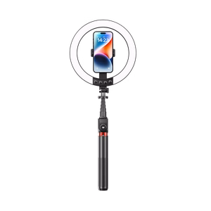Blavec Selfie gredzena lampa Aluminium Aura LED RGB gredzens P-50 25cm statīvs + tālvadības pults + 2,3 metri (RLP50-TRB23) melna