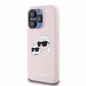 Karl Lagerfeld Silikonais Karl&Choupette MagSafe apvalks iPhone 15 Pro Max - rozā