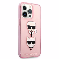 Karl Lagerfeld KLHCP13LKCTUGLP iPhone 13 Pro / 13 6,1\" Viedtālruņa apvalks - rozā Glitter Karl's & Choupette
