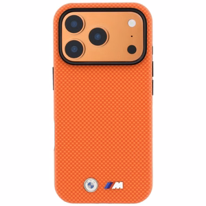 BMW M Quadrille Kevlar Metal Logo MagSafe maciņš modelim iPhone 17 Pro / 18 Pro – oranžs