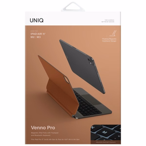 Uniq Venno Pro magnētiskais viedais apvalks ar tastatūru iPad 11" 2025 / iPad Air 11" 2024 / 2025 / iPad Pro 11" 2018 / 2020 / 2021 / 2022 / 2024 - brūns