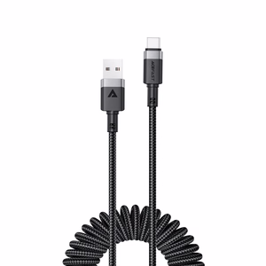 Acefast C14-04 USB-A - USB-C kabelis Spring 480Mb/s 3A 1,2 m - melns
