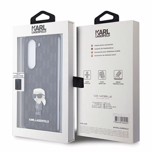 Karl Lagerfeld Saffiano Monogram Ikonik Pin viedtālruņa apvalks Samsung Galaxy Z Fold 5 - melns
