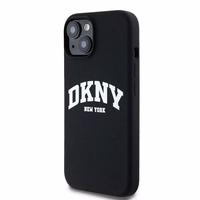 DKNY Liquid Silicone White Printed Logo MagSafe Viedtālruņa apvalks iPhone 14/15/13 - melns (m)