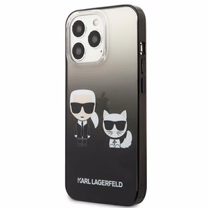 Чехол Karl Lagerfeld Gradient Ikonik Karl&Choupette для iPhone 13 Pro / iPhone 13 - чёрный