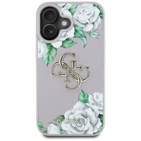 Guess Grained Roses Big 4G Logo viedtālruņa apvalks iPhone 16 - violets