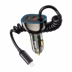 BWOO car charger CC96L (1xUSB, 1xUSB-C 30W) with Lightning cable black