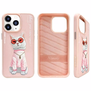 NIMMY case GLASSES COOL CAT for IPHONE 15 Pro Max pink