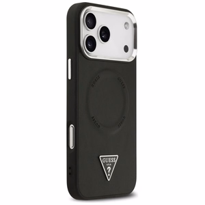 Guess Trīsstūra logotipa magnētiskais apvalks iPhone 17 Pro - melns