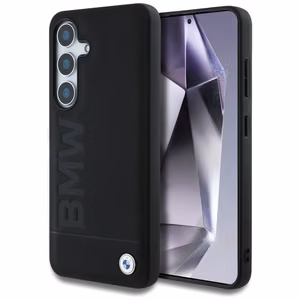 BMW ādas lielā vārda viedtālruņa apvalks Samsung Galaxy S25+ - melns