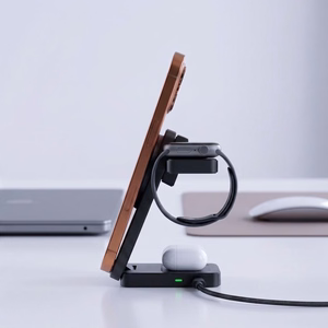 Tech-Protect A56 3-in-1 MagSafe bezvadu lādētājs ar 100 cm USB-C / USB-C kabeli – melns