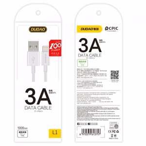 USB Kabelis Dudao L1T balts Type-C 100cm (līdz 3A)