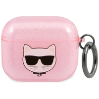 Karl Lagerfeld Glitter Choupette AirPods apvalks 3 - rozā