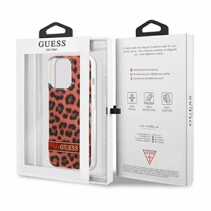 Guess GUHCP13LHSLEOR iPhone 13 Pro / 13 6.1" sarkans/sarkans cietais apvalks Leopards