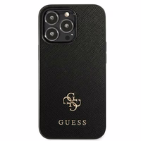 Guess Saffiano 4G Small Metal Logo viedtālruņa apvalks iPhone 13 Pro / 13 6.1" - melna