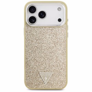 Guess Mirdzošs Trīsstūra Logotips Magnētiskais viedtālruņa apvalks iPhone 17 Pro Max zelta