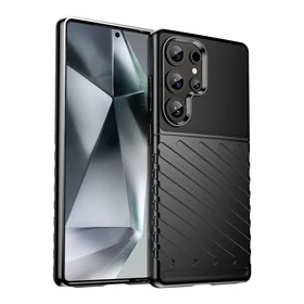 Thunder viedtālruņa apvalks Samsung Galaxy S25 Ultra silikona bruņots apvalks - melns