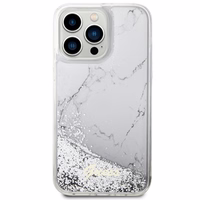 Guess GUHCP14XLCSGSGH iPhone 14 Pro Max 6.7" balts/balts cietais apvalks Liquid Glitter Marble