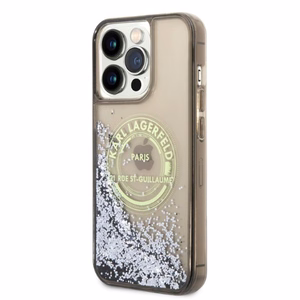 Karl Lagerfeld Liquid Glitter RSG viedtālruņa apvalks iPhone 14 Pro Max - melns