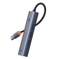 4in1 Hub Baseus UltraJoy USB-A uz USB 3.0 + RJ45 (kosmiskais pelēks)