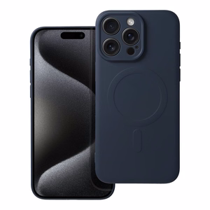 SILICONE MAG COVER viedtālruņa apvalks saderīgs ar MagSafe iPhone 15 Pro Max zils titāna