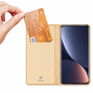 Dux Ducis Skin Pro viedtālruņa apvalks Xiaomi 13 Pro ar kartes turētāju un zelta statīvu