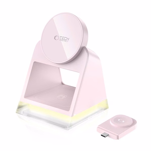 Tech-Protect QI15W-A43 3in1 MagSafe indukcijas lādētājs - rozā