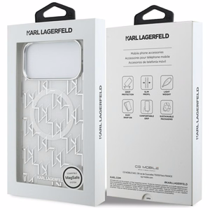Karl Lagerfeld IML KL Monogramma Magnētiskais viedtālruņa apvalks iPhone 17 Pro Max - balts