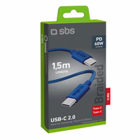 SBS TECABLETISSUETCCB USB-C - USB-C 1,5 m 60W pīts kabelis - zils