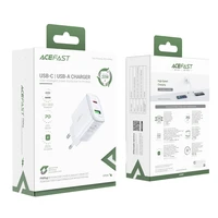 Acefast sienas lādētājs USB Type C / USB 20W, PPS, PD, QC 3.0, AFC, FCP balts (A25 balts)