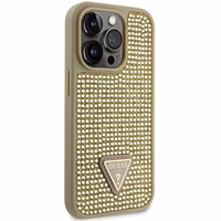 Guess GUHCP14LHDGTPD iPhone 14 Pro 6.1" zelts zelts Kietais vāciņš Rhinestone Triangle