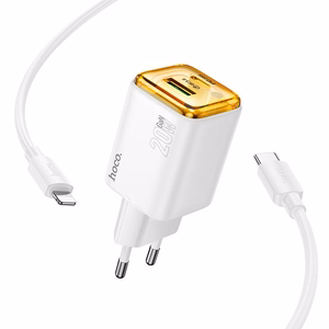 Зарядное устройство для телефона Hoco USB A + USB C QC3.0 PD 3A 20W + кабель USB C to Lightning N52 белое