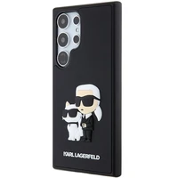 Karl Lagerfeld 3D gumijas Karl&Choupette viedtālruņa apvalks Samsung Galaxy S24 Ultra - melns