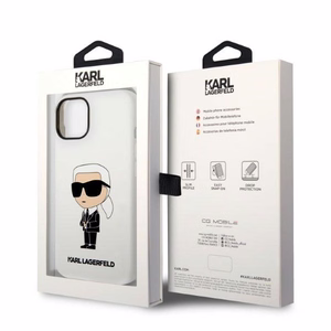 Karl Lagerfeld KLHCP14MSNIKBCH iPhone 14 Plus 6.7" cietais apvalks balts/balts Silikona Ikonik