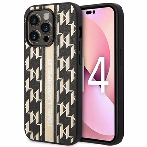 Karl Lagerfeld KLHCP14XPGKLSKW cietais maciņš iPhone 14 Pro Max 6,7" Monogram Stripe – brūns
