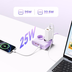 Orico PDC25 25W 6in1 strāvas sadalītājs 2x AC + 2x USB-A + 2x USB-C - violets