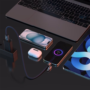 Dudao L20Max 65W 4-in-1 zils kabelis ar siksniņu USB-C uz USB-C ar Lightning un USB-A adapteriem