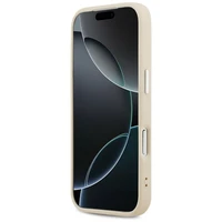 GUESS viedtālruņa apvalks IPHONE 17 Pro saderīgs ar Magnētisko GUHMP17LPSPOSSSE (PU W/ Peony Hot Stamp Script) bēša