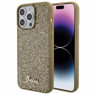 Guess Disco Metal Script apvalks priekš iPhone 15 Pro Max - zelts