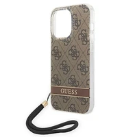 Guess GUOHCP14XH4STW iPhone 14 Pro Max 6.7 "brūns/brūns cietais apvalks 4G raksta siksna