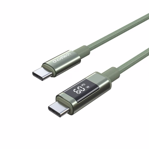 Choetech XCC-1068 PD 60W USB-C - USB-C kabelis ar displeju 1.2 m - zaļš